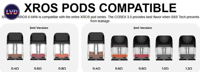 tous les cartouches pods compatibles Xros